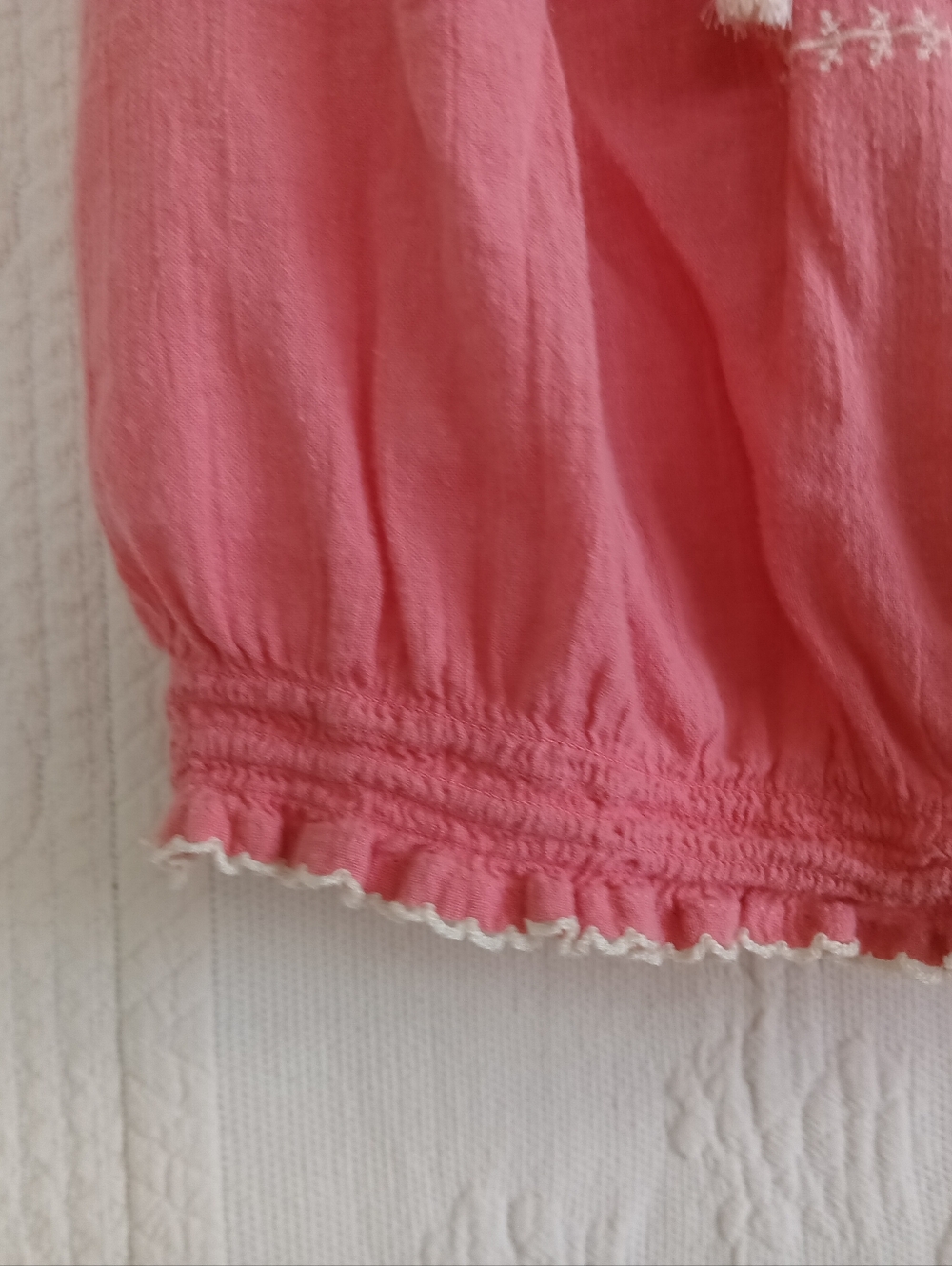 American Eagle Outfitters Coral Pink Embroidered Peasant Blouse Breezy Boho Y2k - Picture 8 of 12